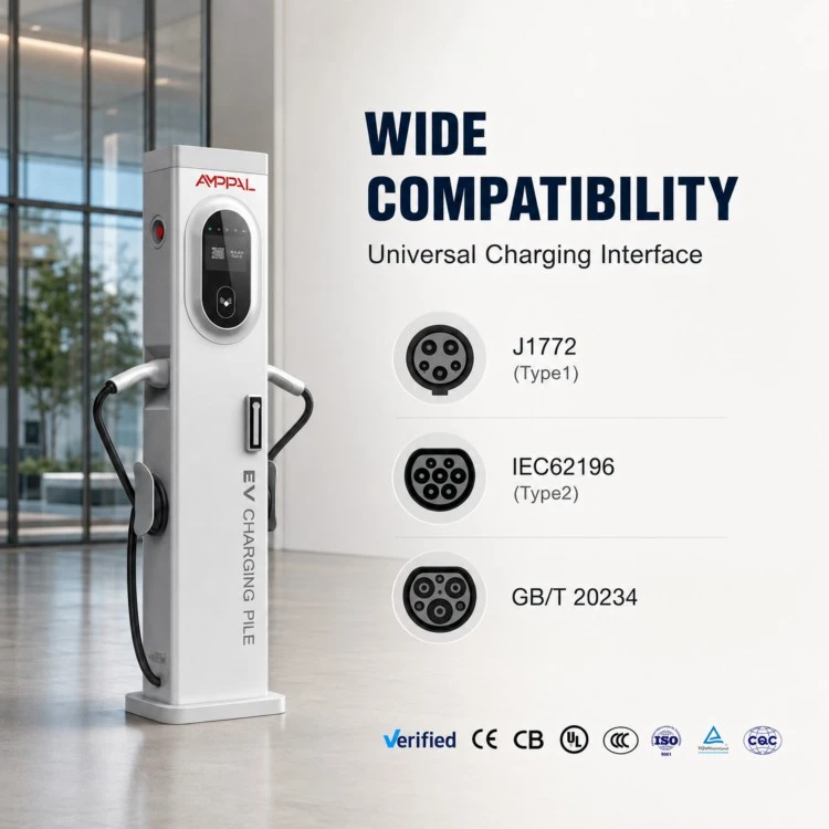 22kW Slim Tower AC EV Charger for Residential & Commercial Properties